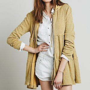 Free People Women's Natural Tiered Zip Sweater